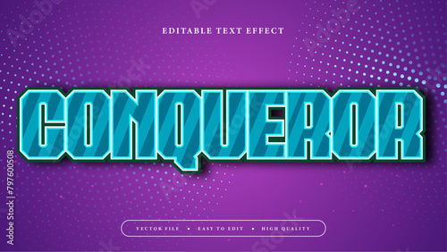 Blue white and purple violet conqueror 3d editable text effect - font style