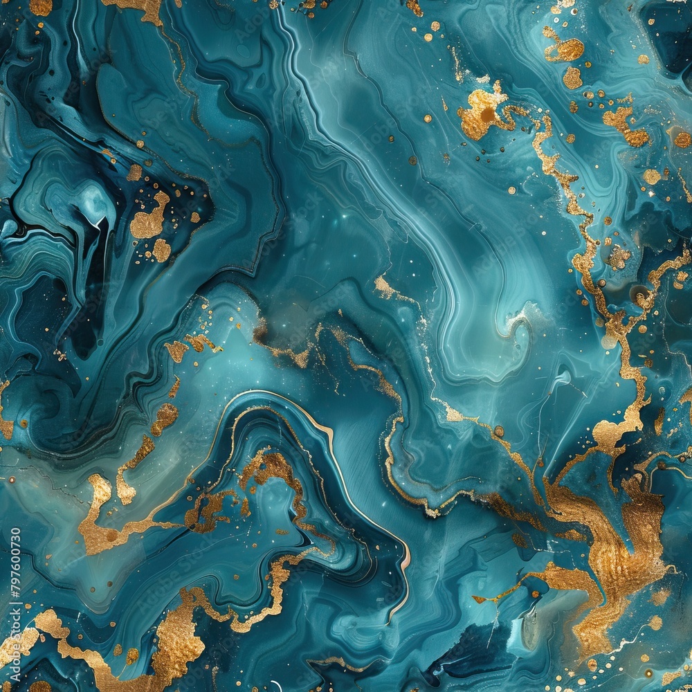 Teal and gold marble