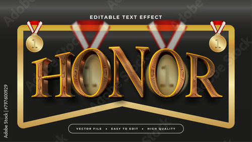 Black red and gold honor 3d editable text effect - font style