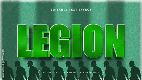 Green and white legion 3d editable text effect - font style