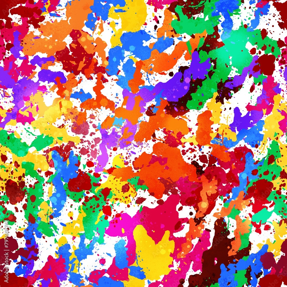 Abstract Digital Painting Watercolor Ink Stains Splashes Splatters Brush Strokes Seamless Tie Dye Camouflage Pattern Isolated Background