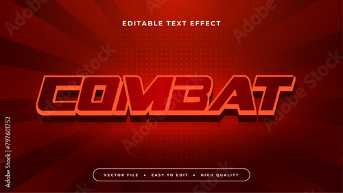Red and orange combat 3d editable text effect - font style