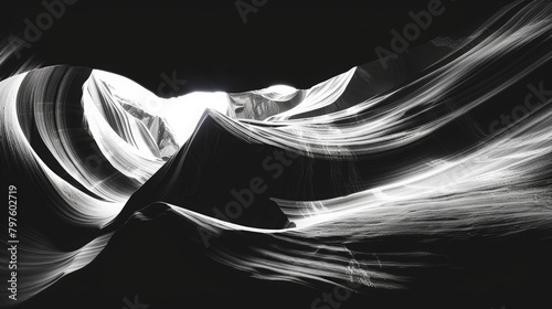 antelope canyon texture, black and white background, smooth lines, realistic illustration, 3d render, 16:9 photo