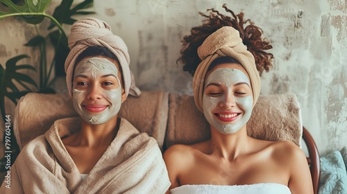 Mother and Daughter Having a Spa Day with Facials and Manicures, Mother, daughter, spa day