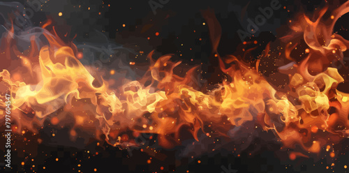 a blazing fire on a black background
