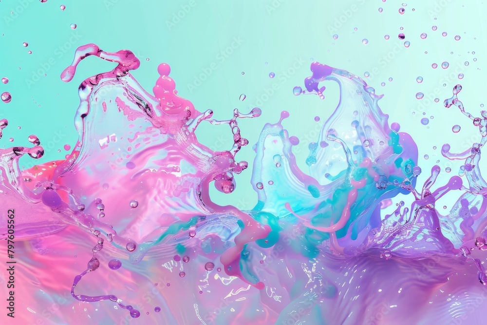 Fototapeta premium A vibrant dance of pink and teal splashes