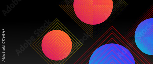 Colorful vector abstract 3D futuristic modern neon banner with shape line. Can be used in cover design, book design, poster, cd cover, flyer, website backgrounds or advertising