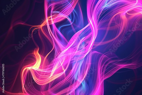 Vibrant neon multicolor lines pulsating with energy. Dynamic abstract animation. 