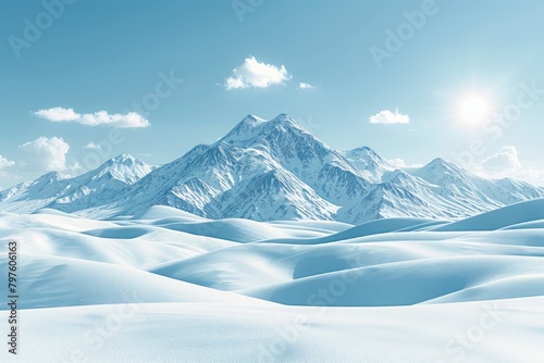 beautiful snow on mountain view in sunny day professional photography