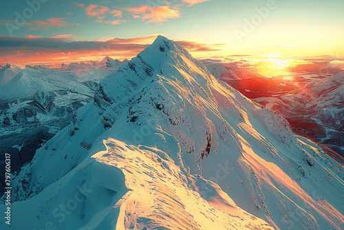 beautiful snow on mountain view in sunny day professional photography