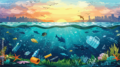 Stop plastic pollution green eco concept photo