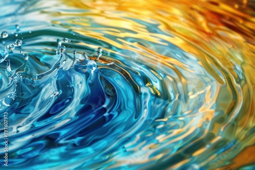 Enchanting backdrop featuring fluid water swirls and vibrant colors, creating a mesmerizing scene 