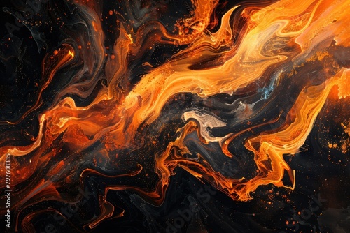 Captivating background with stylized lava swirls, infused with dynamic energy and fiery hues 