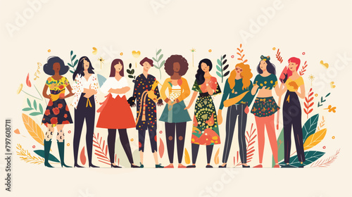 Strong women stand together near 2021. Happy new year