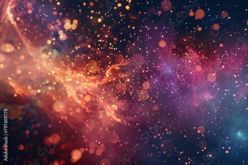 Enchanting abstract background of swirling nebulae and celestial phenomena 