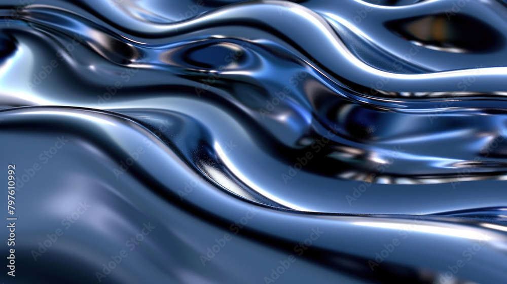 3D abctract liquid metal and glass in blue color as wallpaper background illustration 3D abctract liquid metal and glass in blue color as wallpaper background illustration