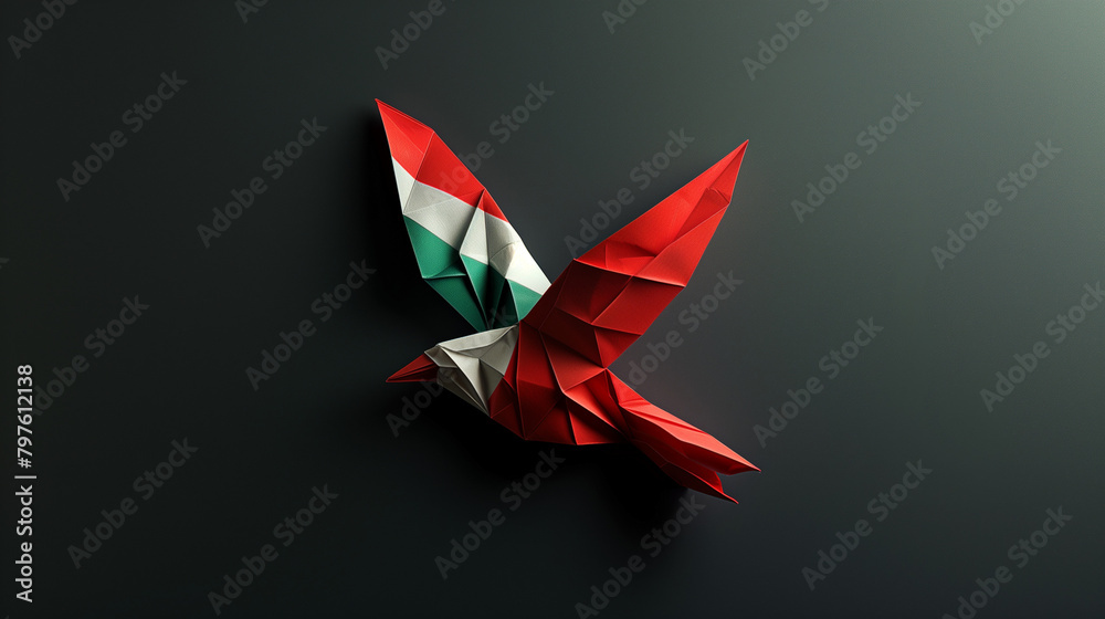 Minimalist Palestinian Flag Origami Dove Symbolizing Peace Minimalist Palestinian Flag Origami Dove Symbolizing Peace