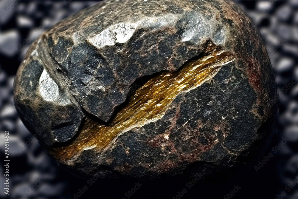 Yttropyrochlore fossil mineral stone. Geological crystalline fossil. Dark background close-up. Yttropyrochlore fossil mineral stone. Geological crystalline fossil. Dark background close-up.