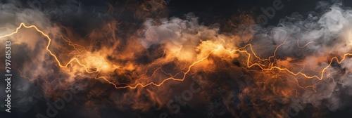 Dramatic black clouds, smoke and lightning for pattern background. A burning sky in a horror movie. Crimson storm in apocalyptic, judgment day. High quality photo photo