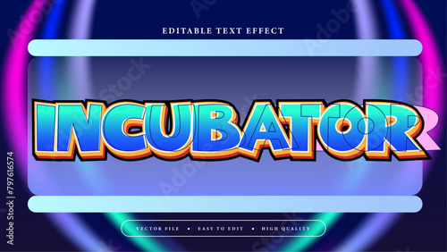 Blue orange and purple violet incubator 3d editable text effect - font style