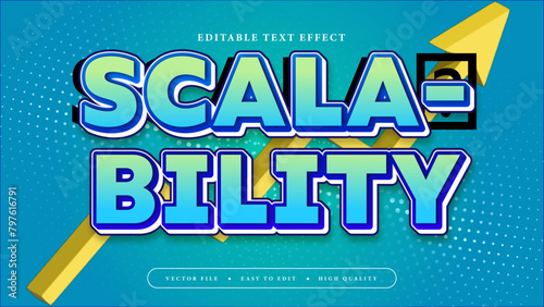 Blue white and yellow scalability 3d editable text effect - font style