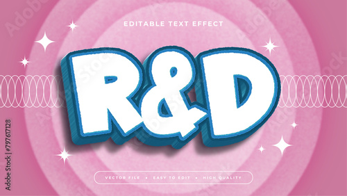 Blue white and pink R and D 3d editable text effect - font style