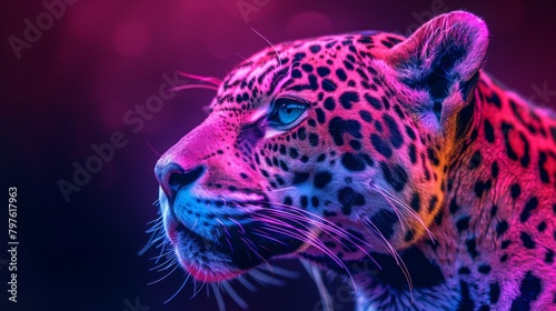 A jaguar is staring at the camera with a blue eye