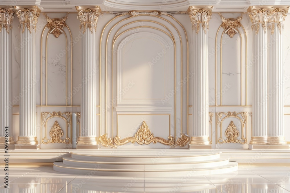 Obraz premium Product podium with luxury architecture building mansion.