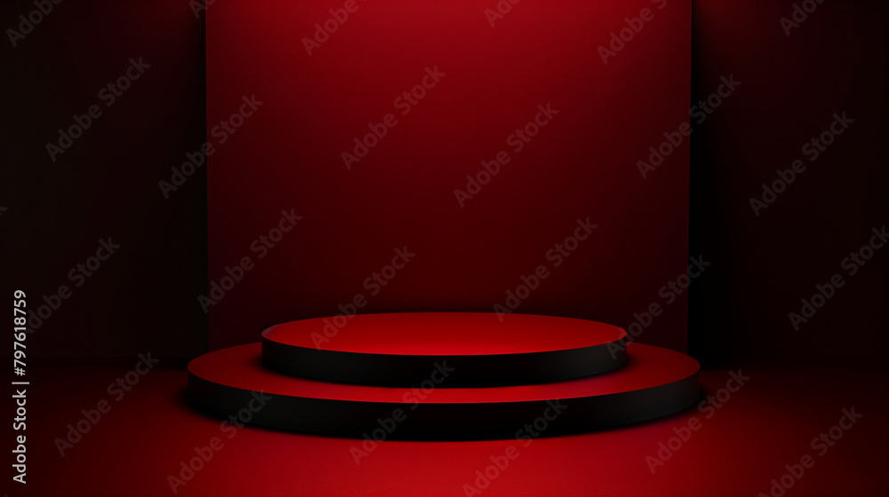 Sophisticated black and red podium