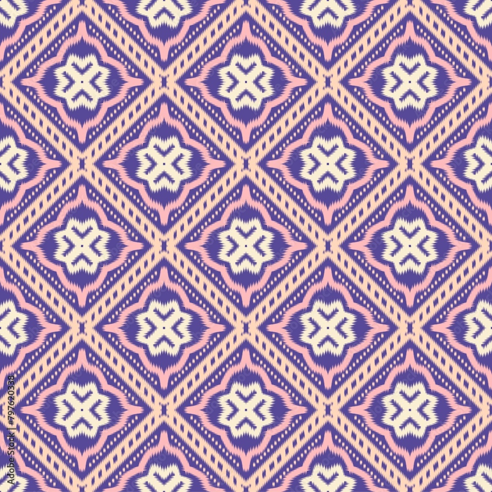Seamless Ikat ethnic traditional pattern geometric abstract folklore ornament Tribal ethnic illustration background Seamless Ikat ethnic traditional pattern geometric abstract folklore ornament Tribal ethnic illustration background