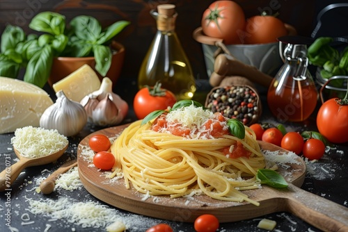 Harmony of Ingredients: A Timeless Snapshot of Italian Spaghetti Joy