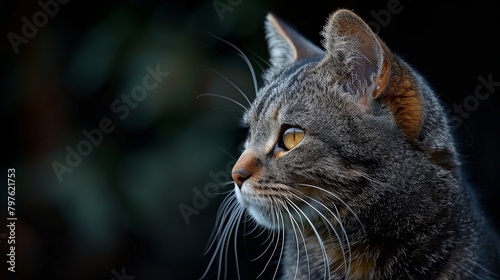 A cat with a yellow eye is looking at the camera