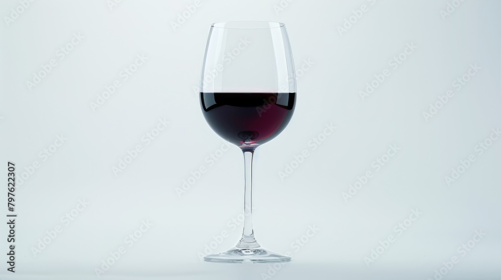 Old red wine glass on isolated white background. Grape alcohol drink. Tasty beverage art. Colorful design. Fun wine party concept. Bar culture icon.