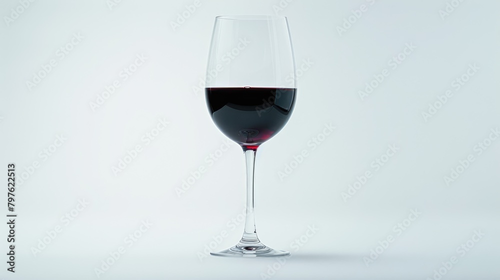 Old red wine glass on isolated white background. Grape alcohol drink. Tasty beverage art. Colorful design. Fun wine party concept. Bar culture icon.
