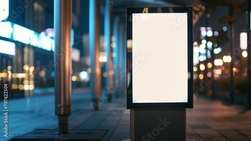 a retrostyle information kiosk with a pushbutton display . photo