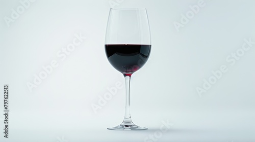 Old red wine glass on isolated white background. Grape alcohol drink. Tasty beverage art. Colorful design. Fun wine party concept. Bar culture icon.
