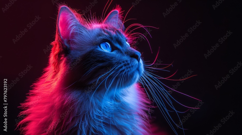 A cat with blue eyes is staring at the camera A cat with blue eyes is staring at the camera