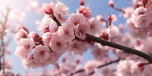  Cherry trees in bloom  petals carried by the wind