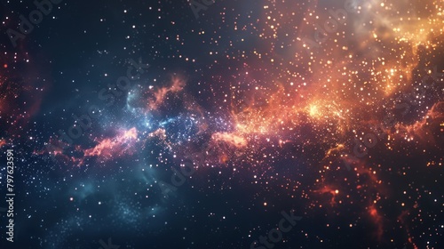 Vibrant nebulae and celestial bodies create a abstract backdrop in space. 