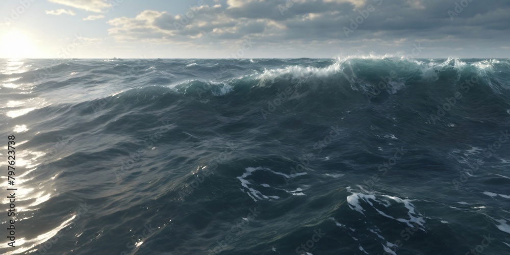 Powerful Ocean Wave Crashing on Coastline
