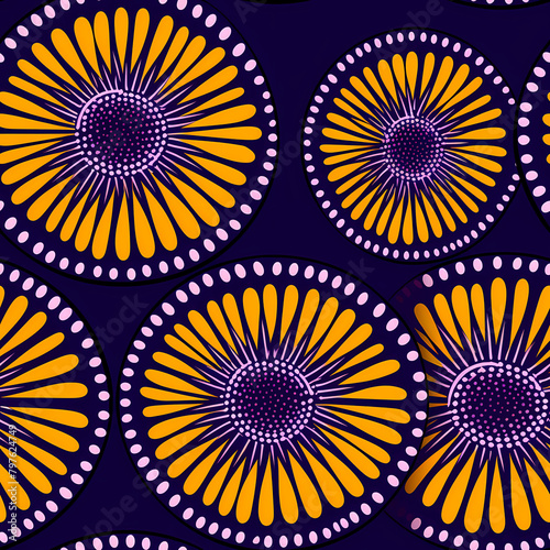 purple and yellow african seamless pattern