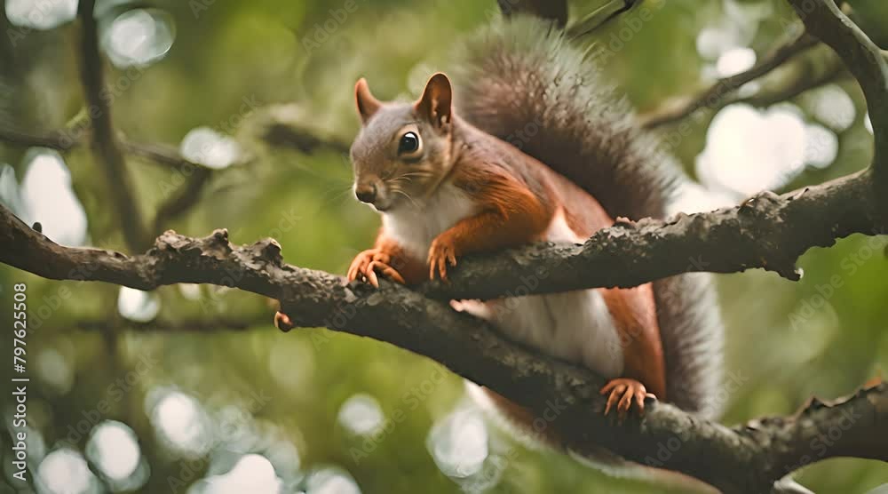 Squirrel Serenity: Perched on a Branch