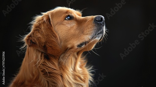 A brown dog with a black background