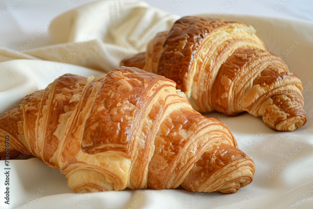 Golden Butter Morning Delights: Natural Light Captured Homemade Croissants