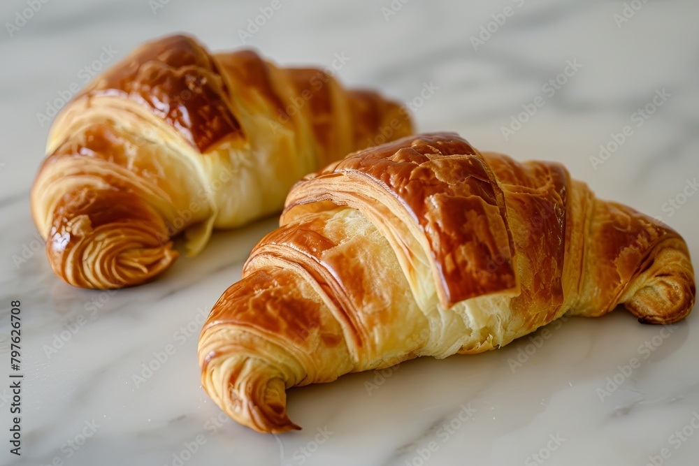Perfectly Flaky: Homemade Croissants in Natural Light - Soft, Buttery Delicious Snack