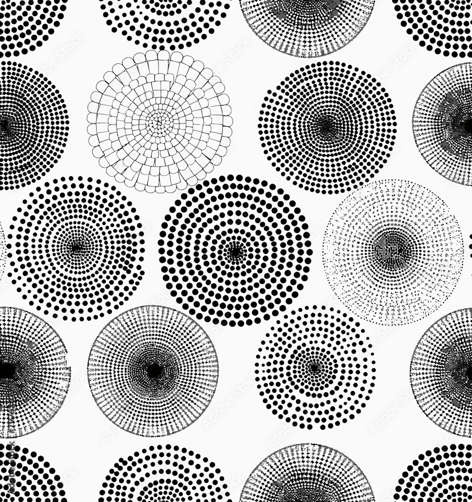 a group of black and white circles on a white background