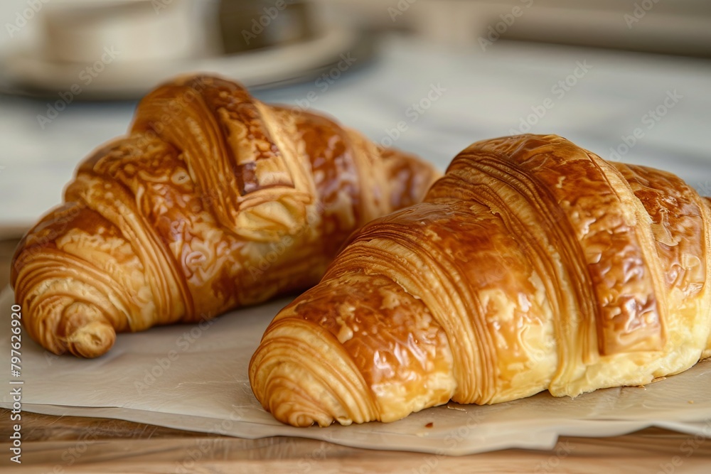 Golden Butter Morning Delights: Indulging in Freshly Baked Croissants