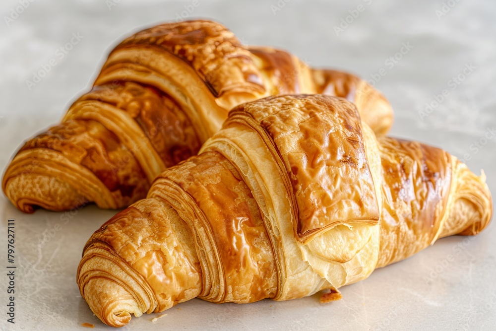 French Breakfast Delight: Warm, Freshly Baked Duo Croissants with Traditional Soft Dough