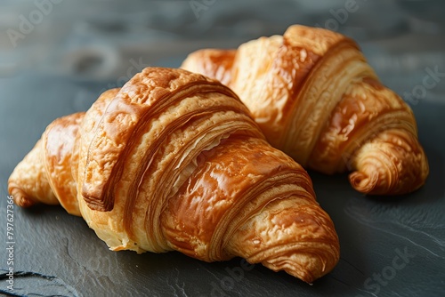Rustic Morning Delights: Capturing Two Croissants in a Delicious Photograph