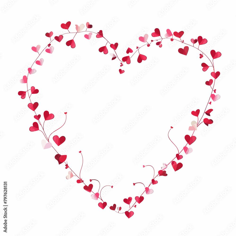 a heart shaped arrangement of hearts on a white background